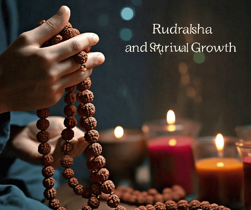 An image depicting the journey of spiritual growth, with Rudraksha serving as a symbol of the transformative power of ancient wisdom